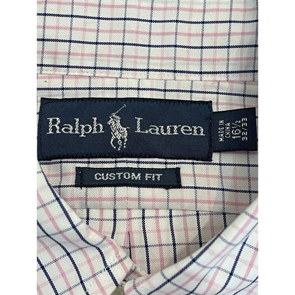 New POLO Ralph Lauren Men's  Button Up Shirt PINK-BLUE-WHITE  - 16.5 32/33 - Picture 5 of 7